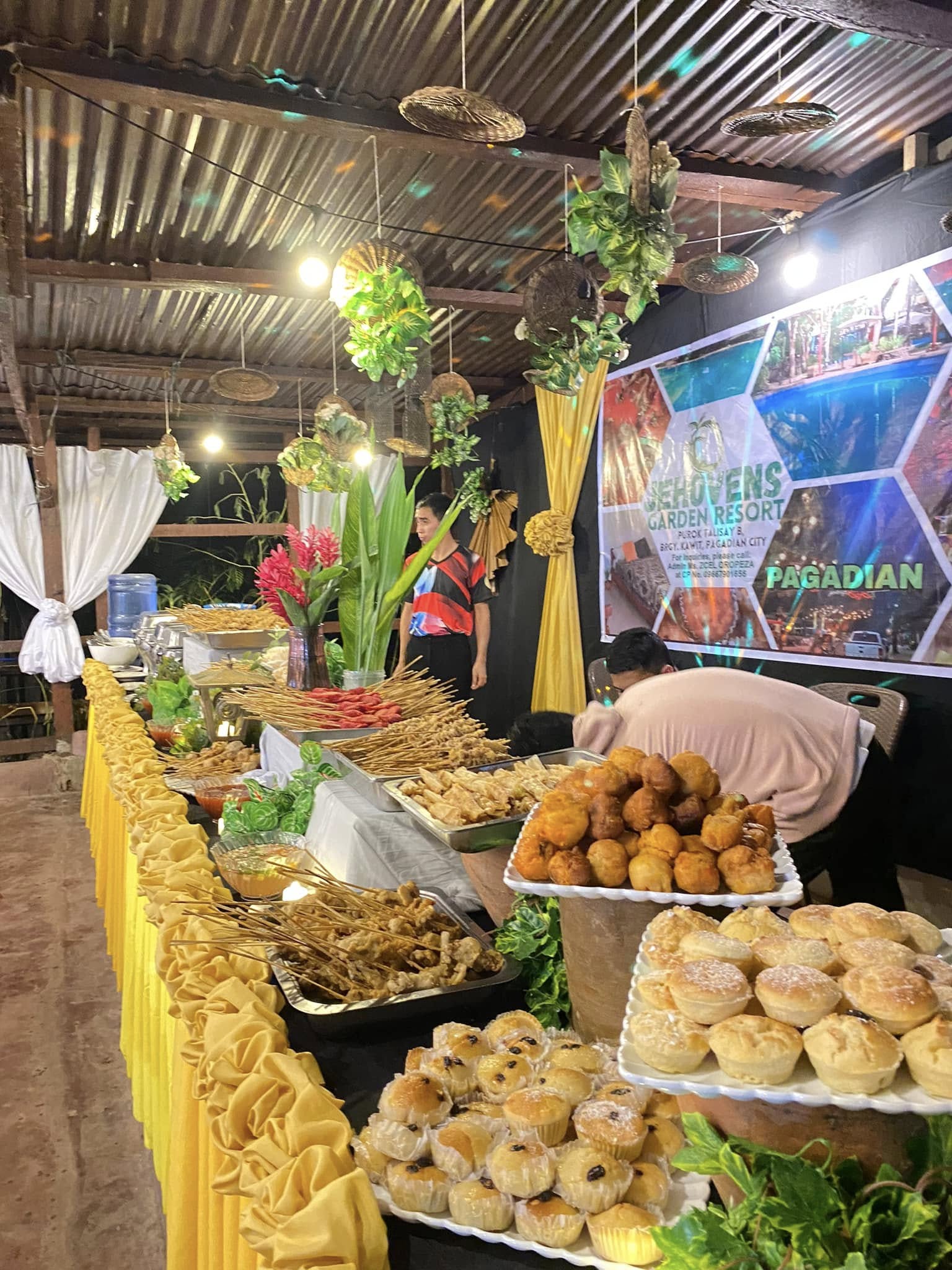 Buffet spread laid out for an event at the resort
